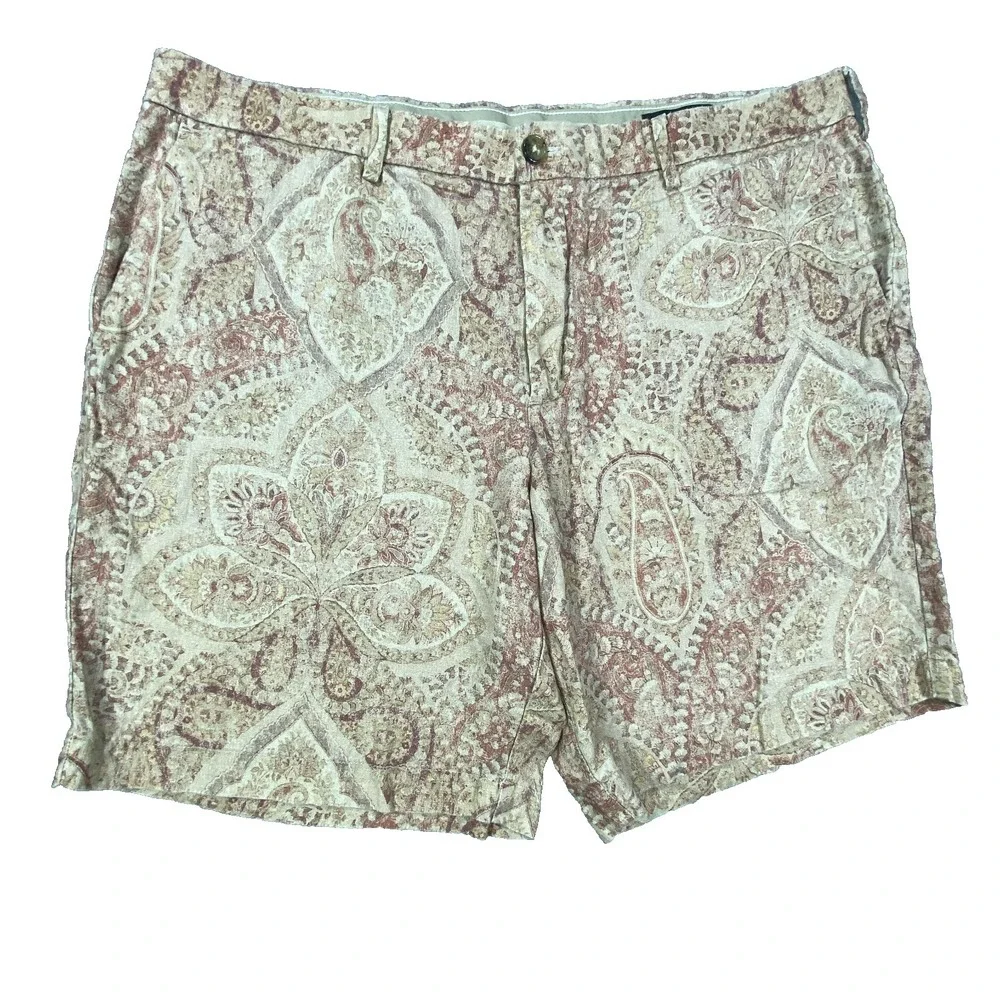 Banana‎ Republic Shorts Mens 38 Paisley Pink Linen Boho Resort Casual Vacation